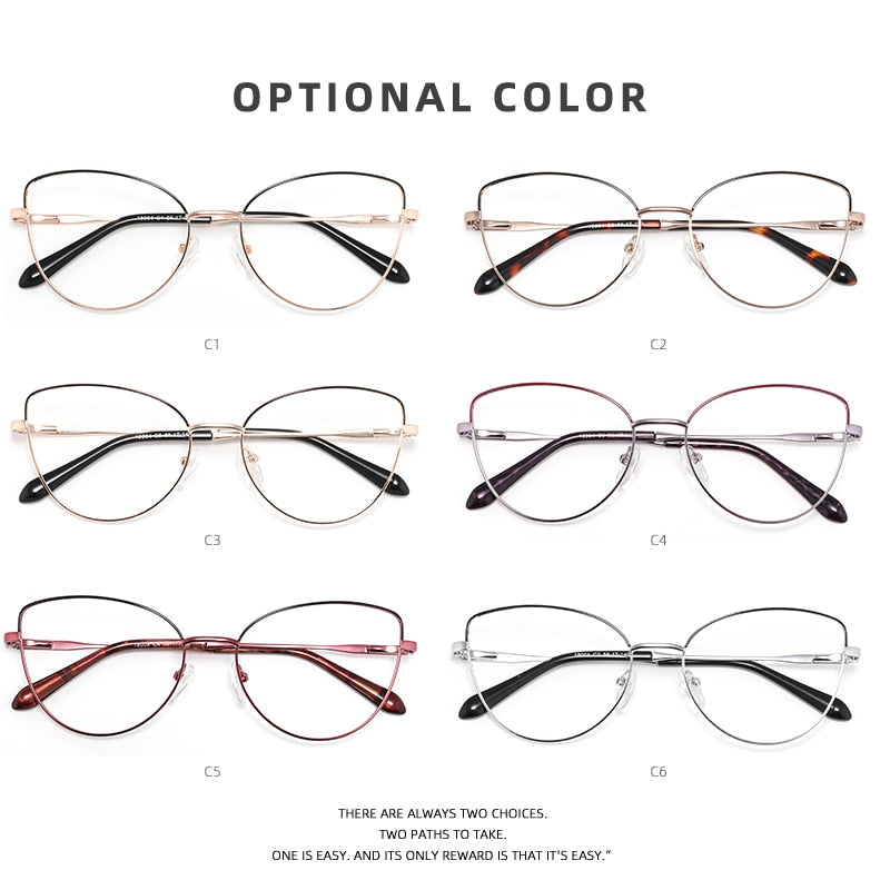 Laoyehui Women's Eyeglasses Cat Eye Alloy Frame 18004 Full Rim Laoyehui