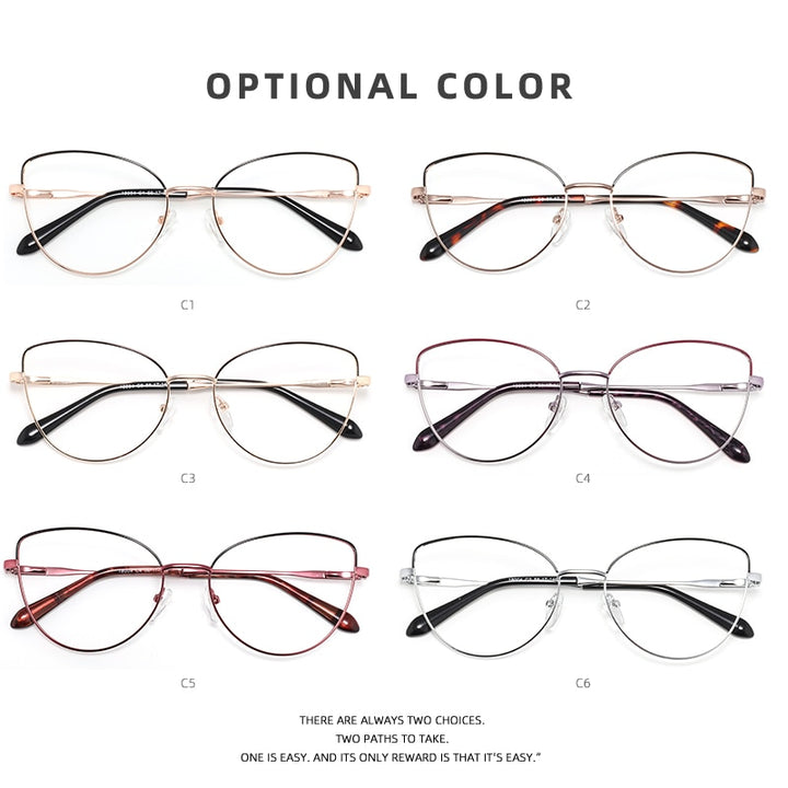 Laoyehui Women's Eyeglasses Cat Eye Alloy Frame 18004 Full Rim Laoyehui