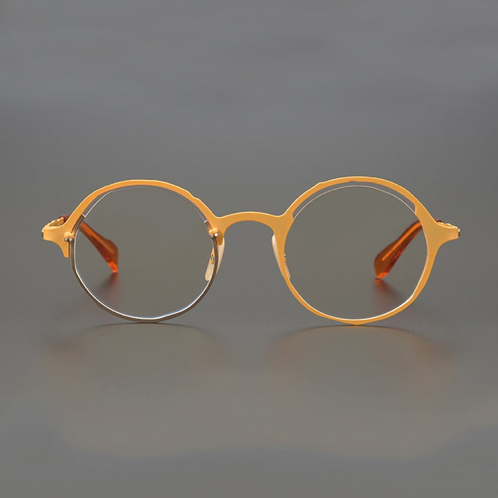 Gatenac Unisex Full Rim Round Titanium Frame Eyeglasses Gxyj665 Full Rim Gatenac