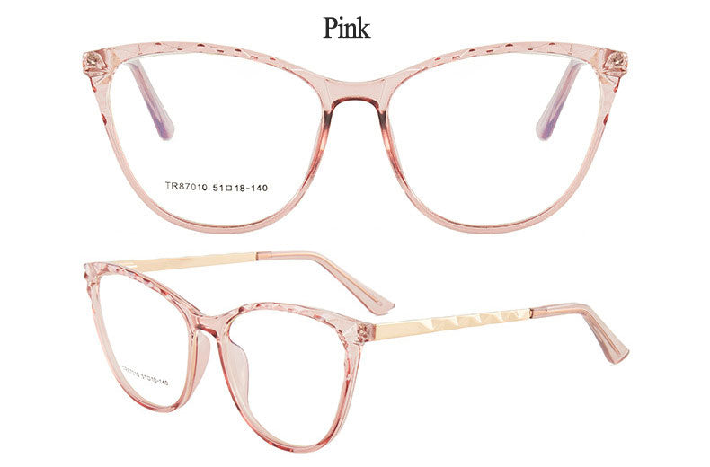Hotony Women's Full Rim TR 90 Resin Round Cat Eye Frame Eyeglasses 7010 Full Rim Hotony