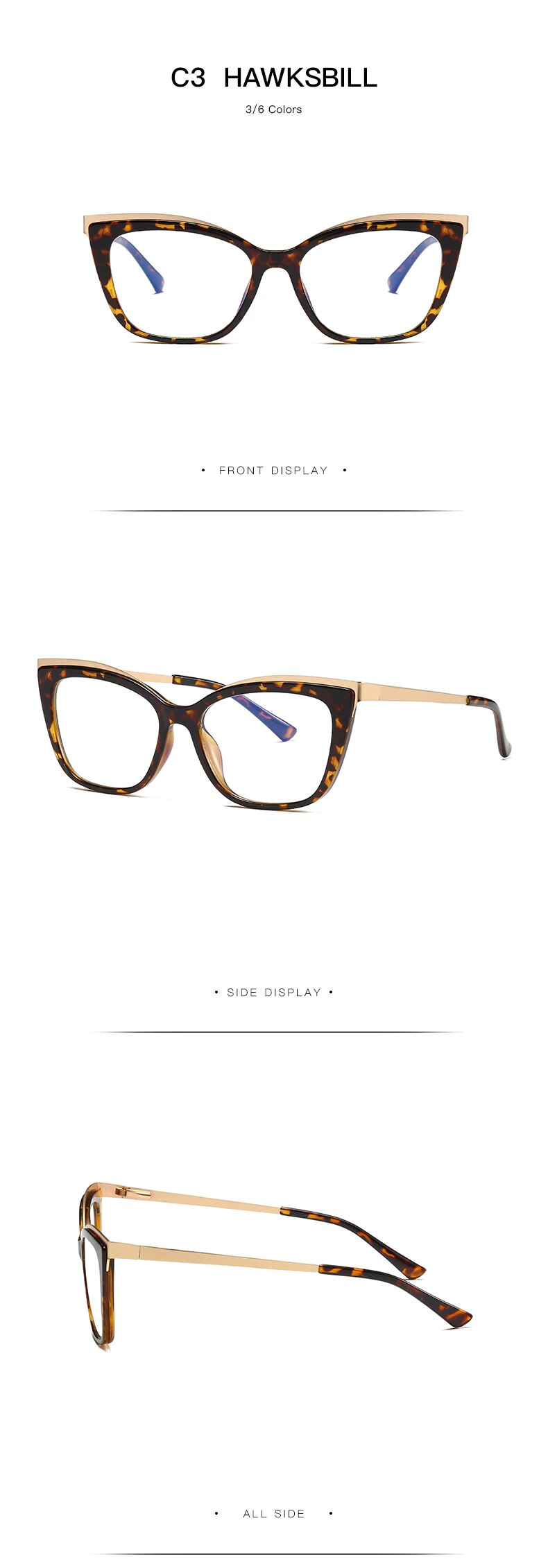 Hotochki Women's Full Rim Cat Eye Alloy Acetate Frame Eyeglasses 2049 Full Rim Hotochki