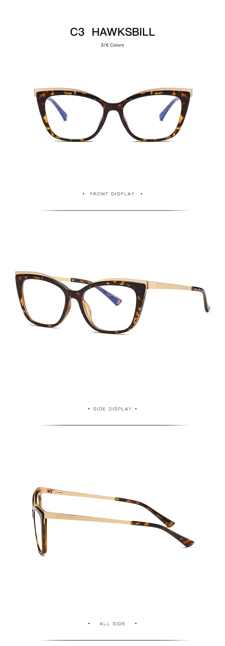 Hotochki Women's Full Rim Cat Eye Alloy Acetate Frame Eyeglasses 2049 Full Rim Hotochki