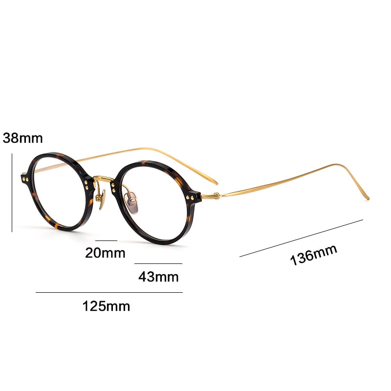 Gatenac Unisex Full Rim Round Acetate Titanium Frame Eyeglasses Gxyj329 Full Rim Gatenac