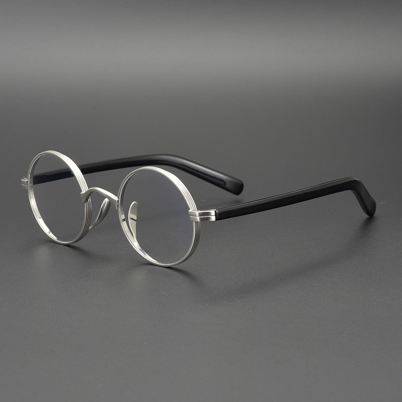Gatenac Unisex Full Rim Round Titanium Acetate Frame Eyeglasses Gxyj47 Full Rim Gatenac Silver