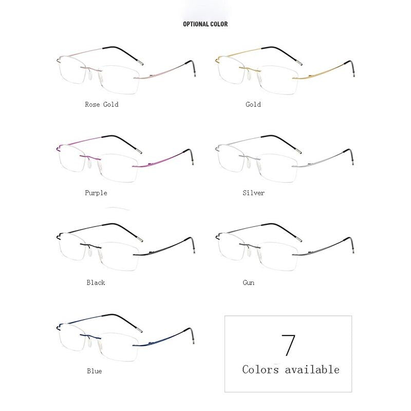 Hdcrafter Unisex Rimless Rectangle Titanium Frame Reading Glasses 8025 Reading Glasses Hdcrafter Eyeglasses