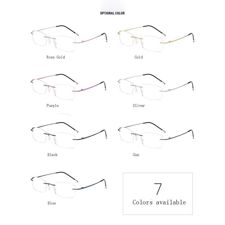 Hdcrafter Unisex Rimless Rectangle Titanium Frame Reading Glasses 8025 Reading Glasses Hdcrafter Eyeglasses