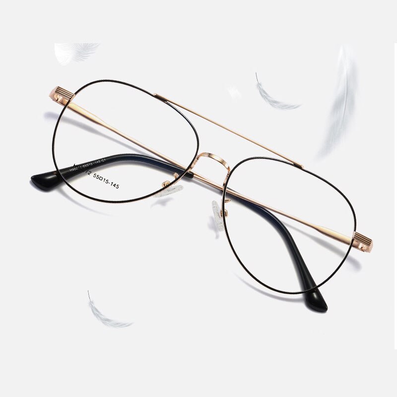 Handoer Unisex Full Rim Round Double Bridge Alloy Eyeglasses 90272 Full Rim Handoer