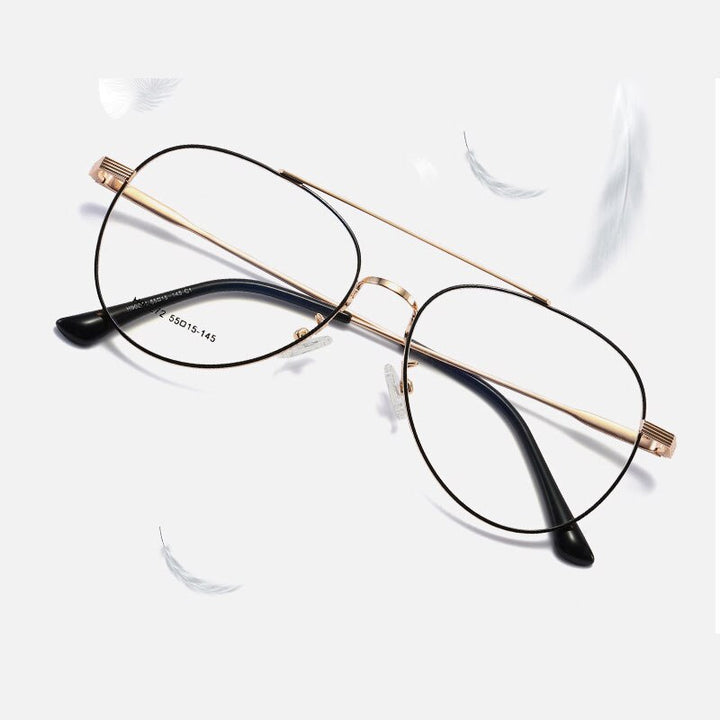 Handoer Unisex Full Rim Round Double Bridge Alloy Eyeglasses 90272 Full Rim Handoer