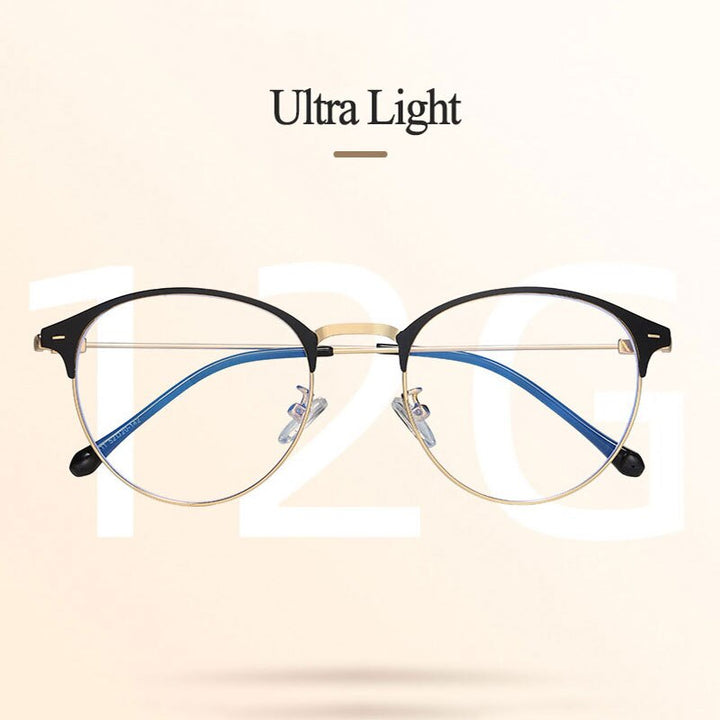 Hotony Unisex Full Rim Round Browline Acetate Alloy Eyeglasses Zy9811 Full Rim Hotony