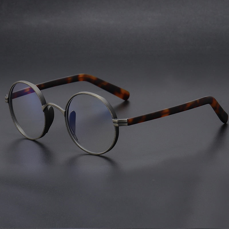 Gatenac Unisex Full Rim Round Titanium Acetate Frame Eyeglasses Gxyj47 Full Rim Gatenac