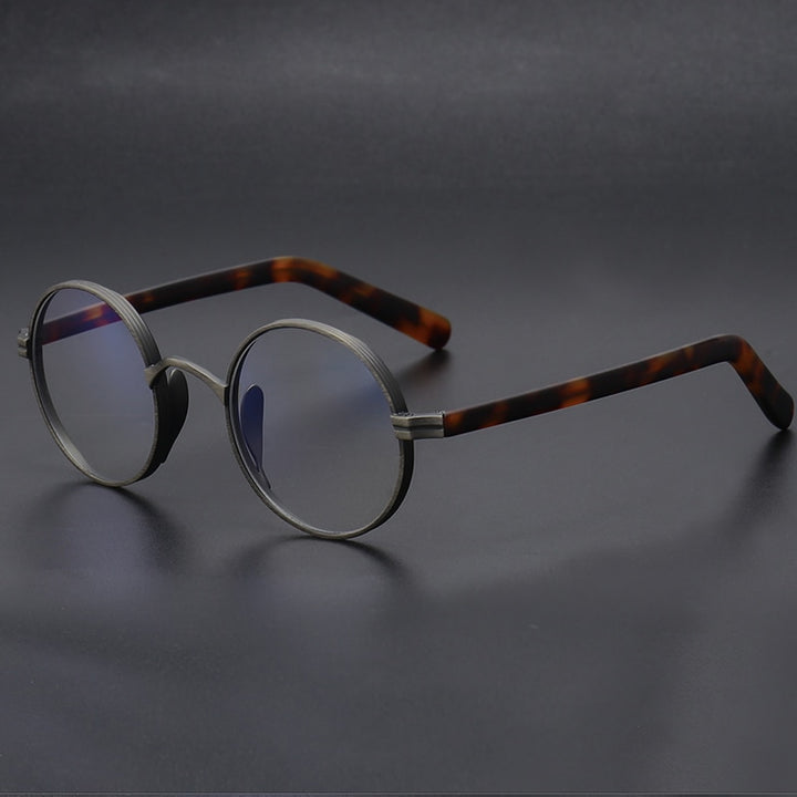 Gatenac Unisex Full Rim Round Titanium Acetate Frame Eyeglasses Gxyj47 Full Rim Gatenac