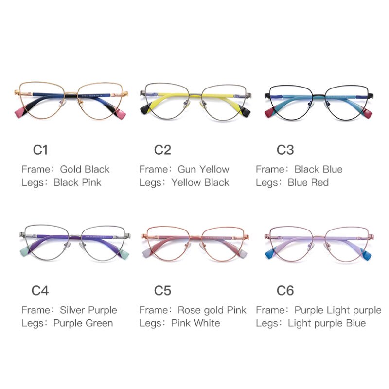 Hotochki Women's Full Rim Cat Eye Alloy Frame Eyeglasses 3018 Full Rim Hotochki