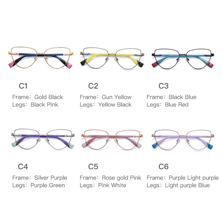Hotochki Women's Full Rim Cat Eye Alloy Frame Eyeglasses 3018 Full Rim Hotochki