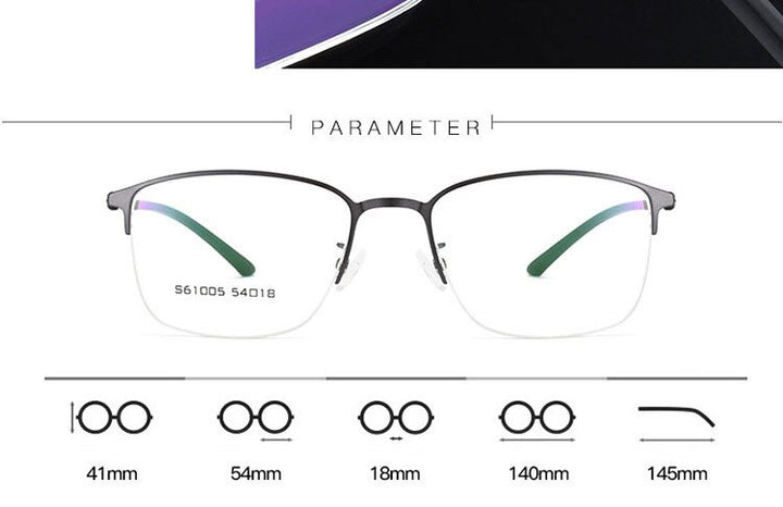 Hotochki Men's Semi Rim Browline Alloy Frame Eyeglasses 61005 Semi Rim Hotochki