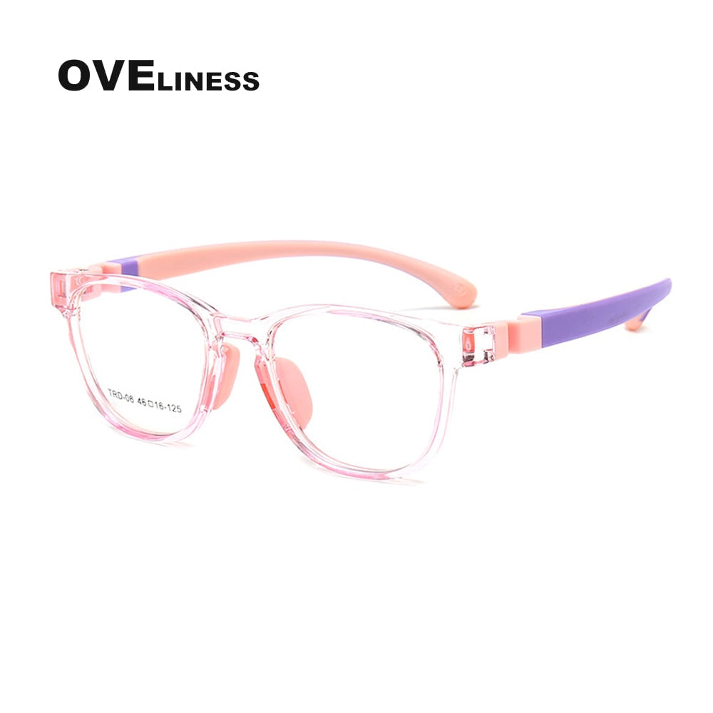 Oveliness Unisex Children's Full Rim Square Round Tr 90 Titanium Eyeglasses Olp06 Full Rim Oveliness C12