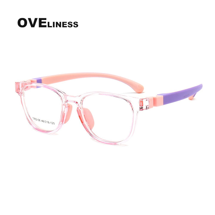 Oveliness Unisex Children's Full Rim Square Round Tr 90 Titanium Eyeglasses Olp06 Full Rim Oveliness C12