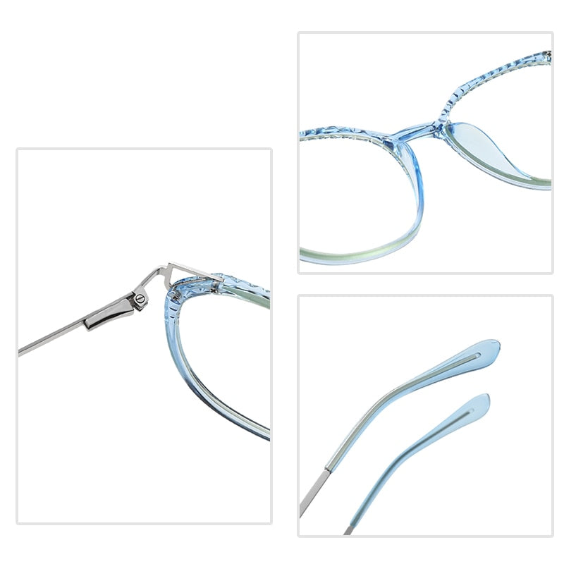 Hotochki Women's Full Rim Round TR-90 Resin Alloy Frame Eyeglasses 2054 Full Rim Hotochki