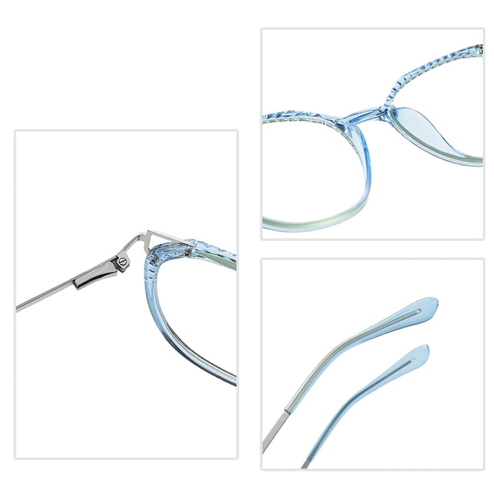 Hotochki Women's Full Rim Round TR-90 Resin Alloy Frame Eyeglasses 2054 Full Rim Hotochki