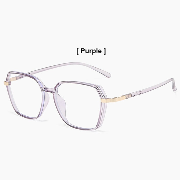 Hotony Women's Full Rim Geometric Acetate Frame Eyeglasses 1530 Full Rim Hotony Purple