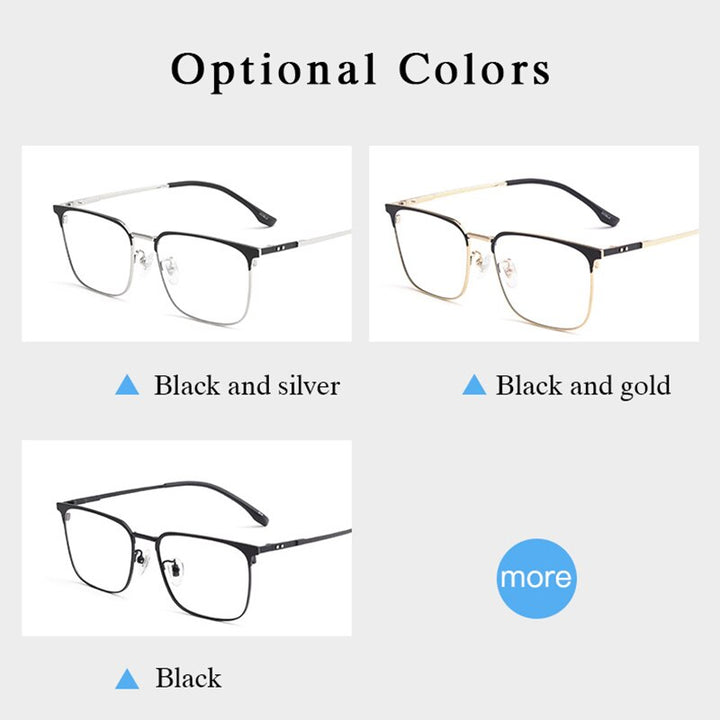 Hotochki Men's Semi Rim Beta Titanium Alloy IP Plated Frame Eyeglasses 80092 Semi Rim Hotochki