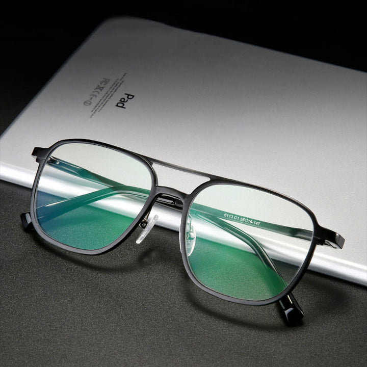Hotochki Men's Full Rim Square Alloy Frame Eyeglasses 6113 Full Rim Hotochki