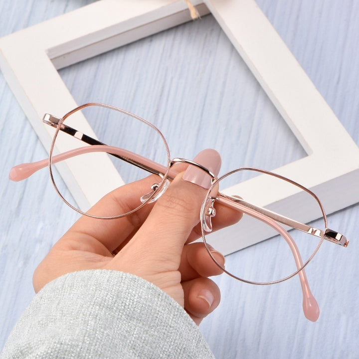 Yimaruili Unisex Full Rim Titanium Polygon Frame Eyeglasses T3519 Full Rim Yimaruili Eyeglasses