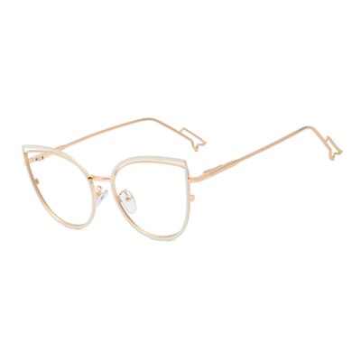Ralferty Metallic Eyeglass Frame Women Computer Anti Blue Light Glasses Full Rim Ralferty C6 White