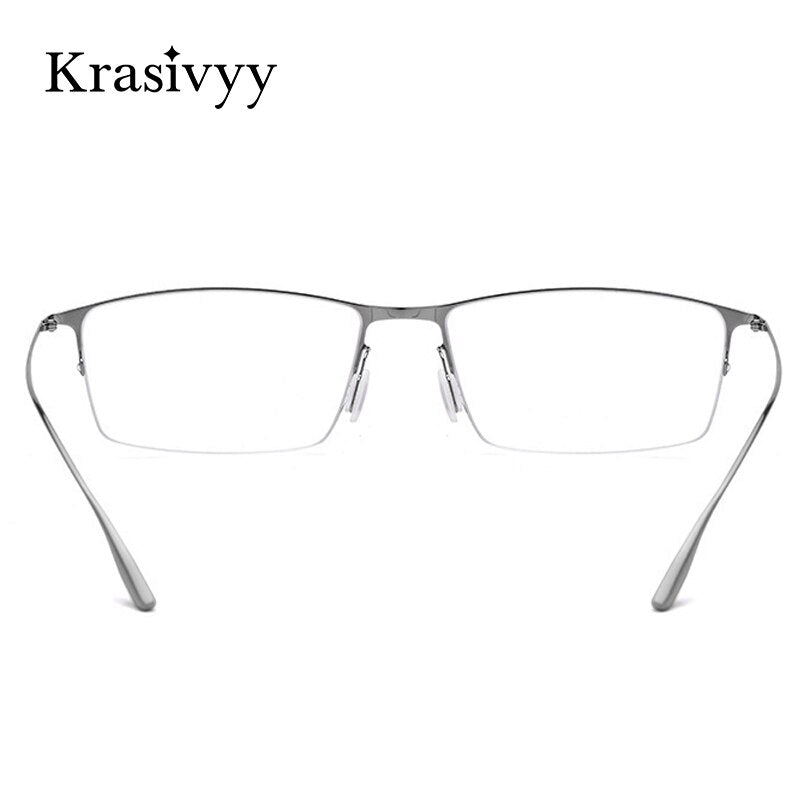 Krasivyy Men's Semi Rim Square Titanium Alloy Eyeglasses Kr62611 Semi Rim Krasivyy   
