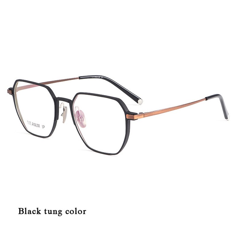 Hotochki Unisex Full Rim Titanium Alloy IP Plated Frame Eyeglasses 66004 Full Rim Hotochki Black Tung