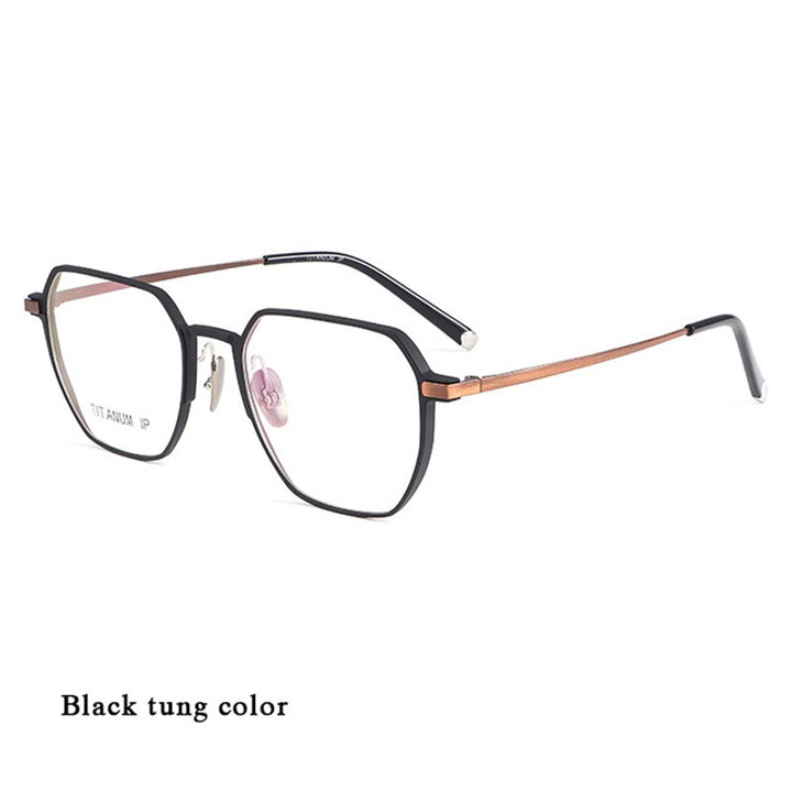 Hotochki Unisex Full Rim Titanium Alloy IP Plated Frame Eyeglasses 66004 Full Rim Hotochki Black Tung  