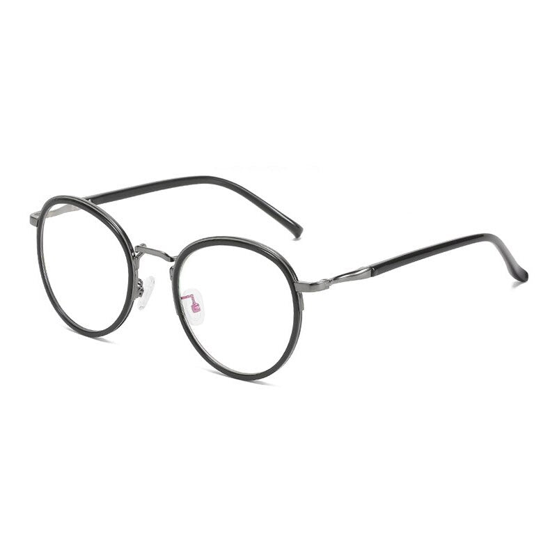 Hotony Unisex Full Rim Round Tr 90 Alloy Eyeglasses 1922 Full Rim Hotony BLACK GREY