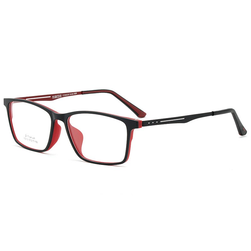 Hdcrafter Men's Full Rim Square Titanium Frame Eyeglasses Y2012 Full Rim Hdcrafter Eyeglasses Black Red