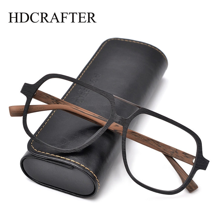 Hdcrafter Unisex Full Rim Square Oversized Wood Eyeglasses Ps8210 Full Rim Hdcrafter Eyeglasses