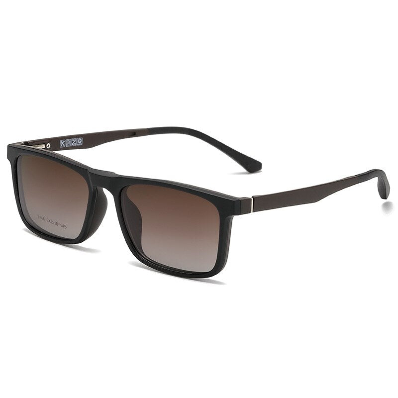 Yimaruili Unisex Full Rim Resin Frame Eyeglasses With Polarized Lens Magnetic Clip On Sunglasses 2146 With Clip Ons Yimaruili Eyeglasses
