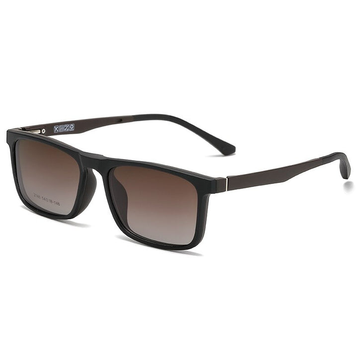 Yimaruili Unisex Full Rim Resin Frame Eyeglasses With Polarized Lens Magnetic Clip On Sunglasses 2146 With Clip Ons Yimaruili Eyeglasses