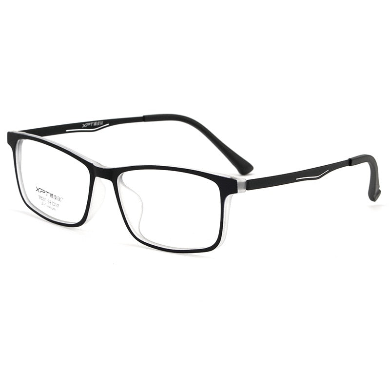 Yimaruili Men's Full Rim Titanium Frame Eyeglasses 9827 Full Rim Yimaruili Eyeglasses Black Transparent