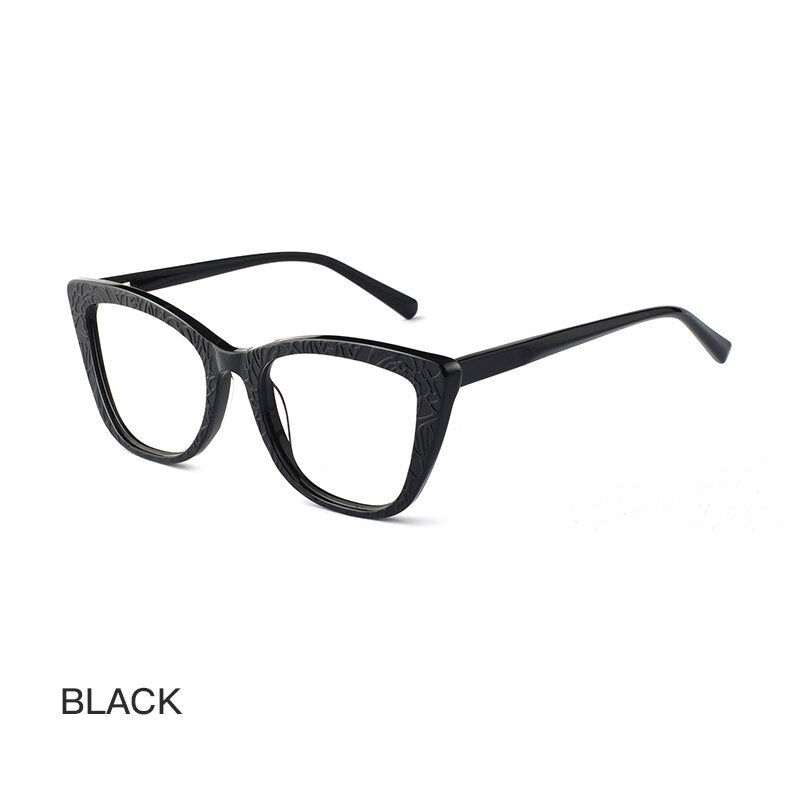 Hotochki Women's Full Rim Cat Eye TR-90 Resin Acetate Frame Eyeglasses Z508 Full Rim Hotochki Black CN