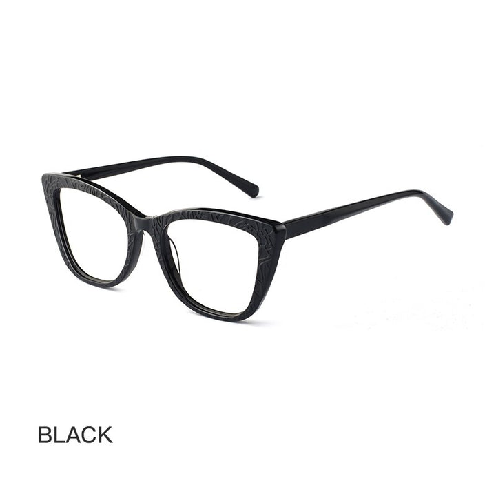 Hotochki Women's Full Rim Cat Eye TR-90 Resin Acetate Frame Eyeglasses Z508 Full Rim Hotochki Black CN