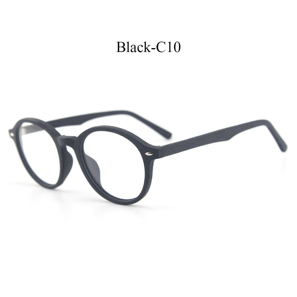 Hdcrafter Unisex Full Rim Round Oval Wood Metal Frame Eyeglasses 4237 Full Rim Hdcrafter Eyeglasses C10