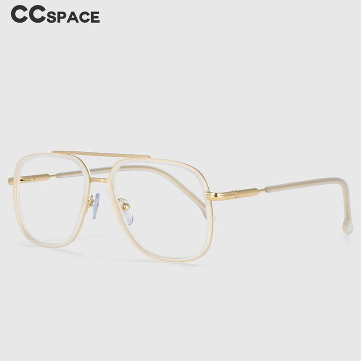 CCspace Unisex Full Rim Square Double Bridge Tr 90 Titanium Frame Eyeglasses 53947 Full Rim CCspace