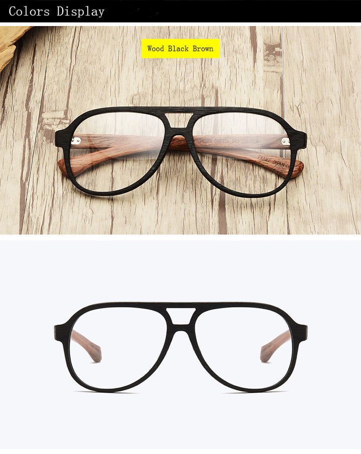 Hdcrafter Unisex Full Rim Double Bridge Round Wood Frame Eyeglasses 7428d Full Rim Hdcrafter Eyeglasses
