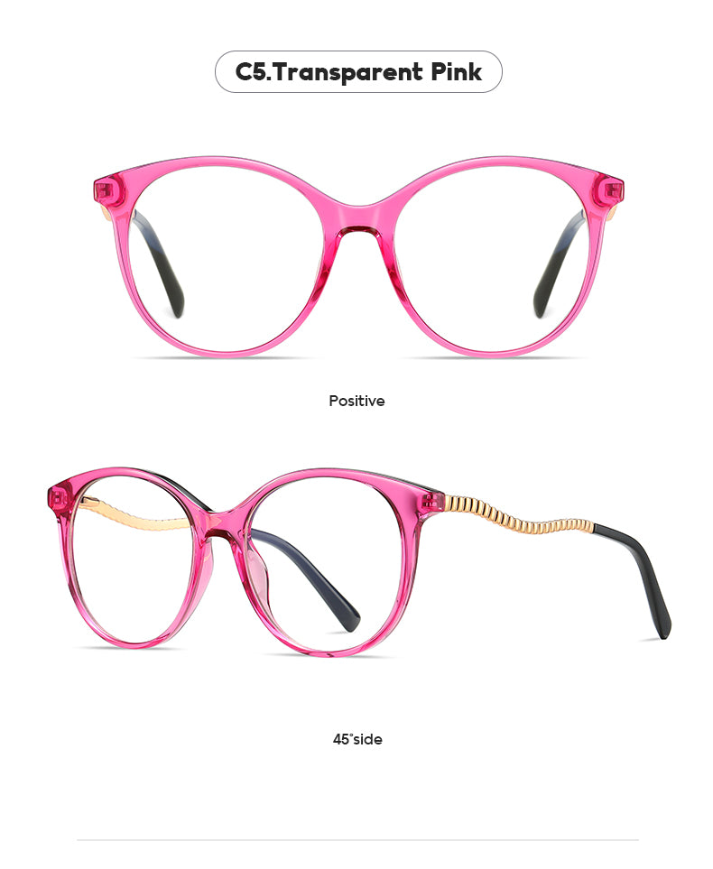 Gmei Women's Full Rim TR 90 Metal Round Frame Eyeglasses 2067 Full Rim Gmei Optical