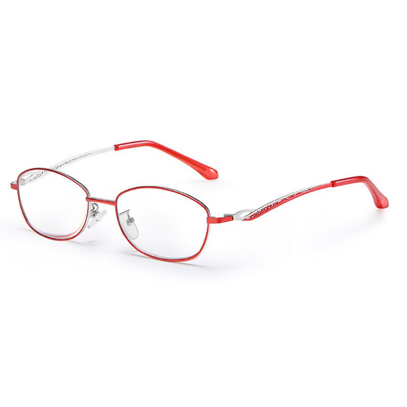 Hotony Women's Full Rim Rectangular Alloy Frame Presbyopic Reading Glasses 9002 Reading Glasses Hotony +100 Red