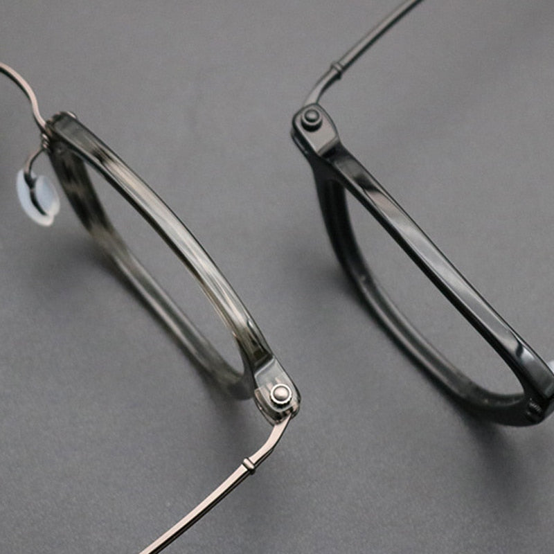 Gatenac Unisex Full Rim Square Titanium Acetate Frame Eyeglasses Gxyj694 Full Rim Gatenac