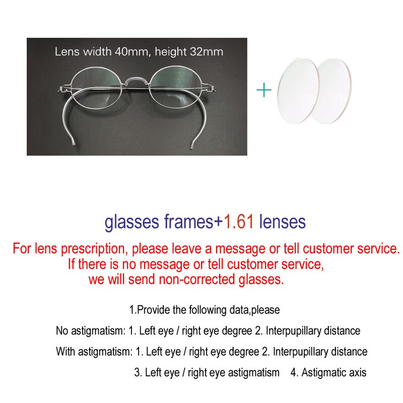 Yujo Unisex Full Rim Eyeglasses Oval Stainless Steel Y011 Full Rim Yujo 1.61lens China