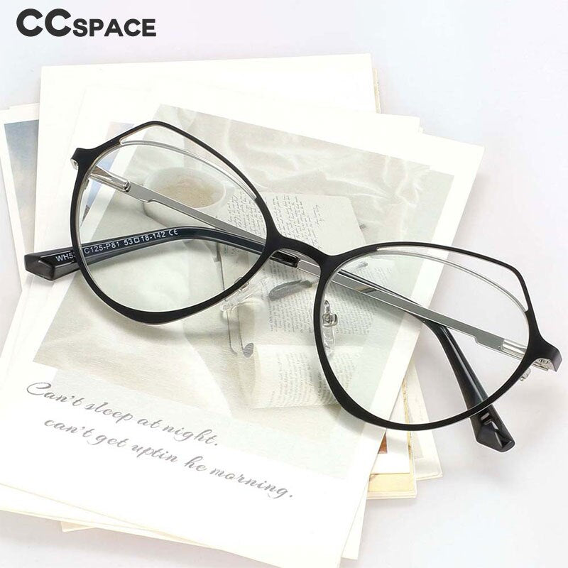 CCspace Women's Full Rim Irregular Cat Eye Alloy Frame Eyeglasses 54103 Full Rim CCspace