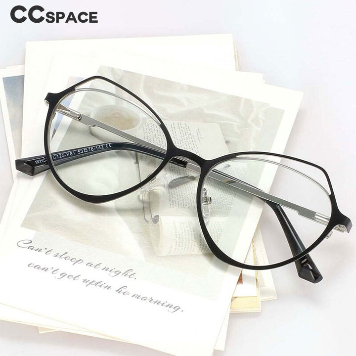 CCspace Women's Full Rim Irregular Cat Eye Alloy Frame Eyeglasses 54103 Full Rim CCspace