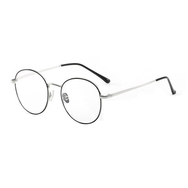 Handoer Unisex Full Rim Round Square Alloy Eyeglasses 9905 Full Rim Handoer Black Silver