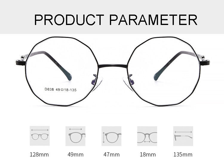 Hotony Unisex Full Rim Polygon Round Alloy Frame Spring Hinge Eyeglasses D838 Full Rim Hotony