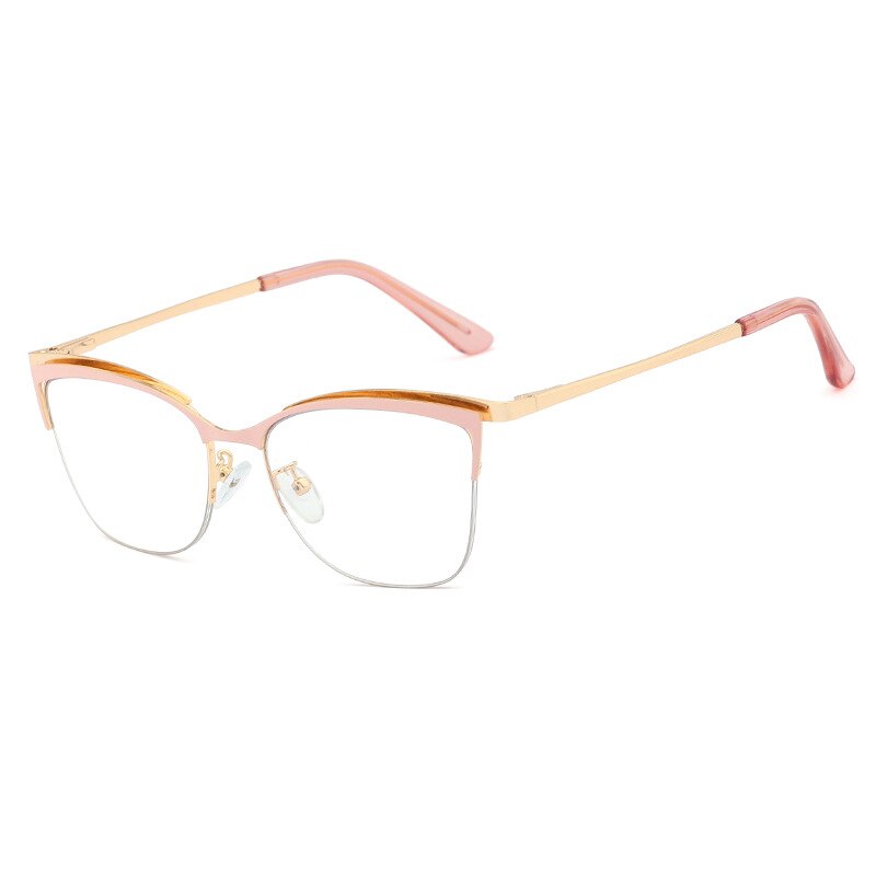 CCspace Women's Semi Rim Cat Eye Alloy Frame Eyeglasses 48282 Semi Rim CCspace C2Pink